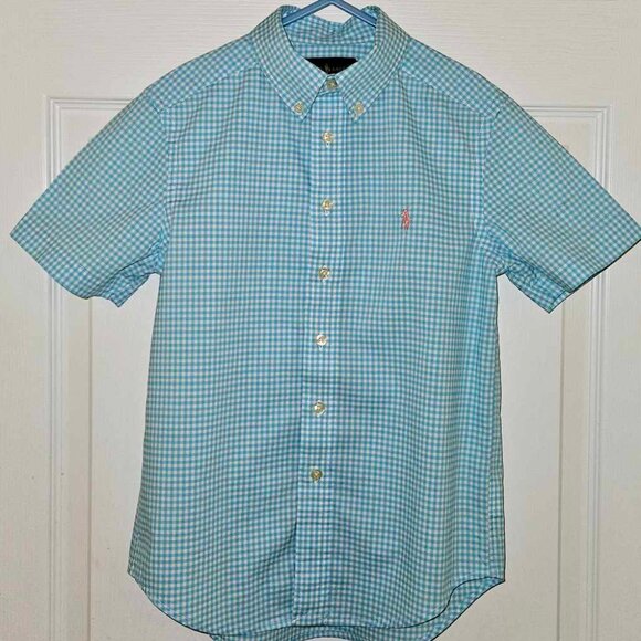 Boy's Ralph Lauren Gingham Poplin Shirt, Short Sleeve, size 8 - Picture 1 of 1